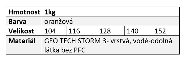 Raincape junior CZ oranžová tab